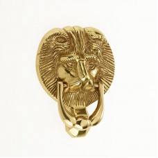 Lion Head Door Knocker 4" in Polished Gold