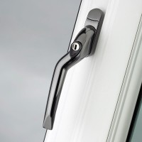 Pro Linea Window Espag Handle LH Cranked 40mm Locking Smokey Chrome