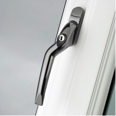 Mila - Pro Linea Window Espag Handle LH Cranked 40mm Locking Smokey Chrome - 581375