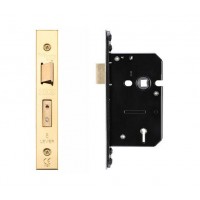 5L Door Sash Lock 64mm w/ Forend & Strike 44.5mm Bkst PVD