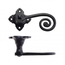 Foxcote Foundries - Curly Tail Door Handle on Square Rose 74mm Rose BK - FF400