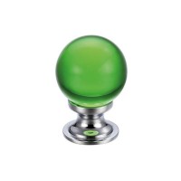 Glass Ball Cabinet Door Knob Plain 25mm CP Green