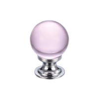 Glass Ball Cabinet Door Knob Plain 25mm CP Pink