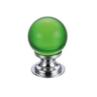 Glass Ball Cabinet Door Knob Plain 30mm CP Green