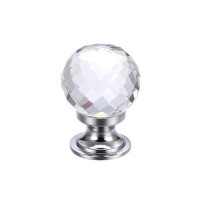 Glass Ball Cabinet Door Knob Facetted 25mm CP