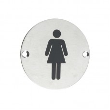 Female Sex Door Sign 76mm Dia. SS