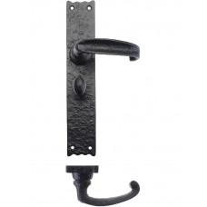 Foxcote Foundries - Traditional Lever Door Handle on Long Plate Bathroom 48 x 265mm BK - FF513