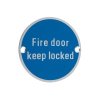 Fire Door Keep Locked Sign 76mm Dia. SA