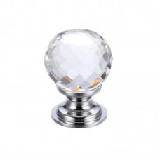 Fulton & Bray - Glass Ball Cabinet Door Knob Facetted 30mm CP - FCH03BCP