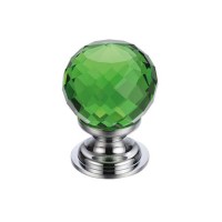 Glass Ball Cabinet Door Knob Facetted 30mm CP Green