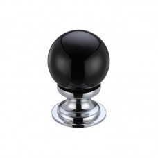 Fulton & Bray - Glass Ball Cabinet Door Knob Plain 30mm CP Black - FCH02BCPBL