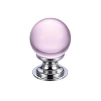Glass Ball Cabinet Door Knob Plain 30mm CP Pink