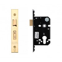 Euro Sash Door Lock 67.5mm 2.5" Forend & Strike 44.5mm Bkst PVD